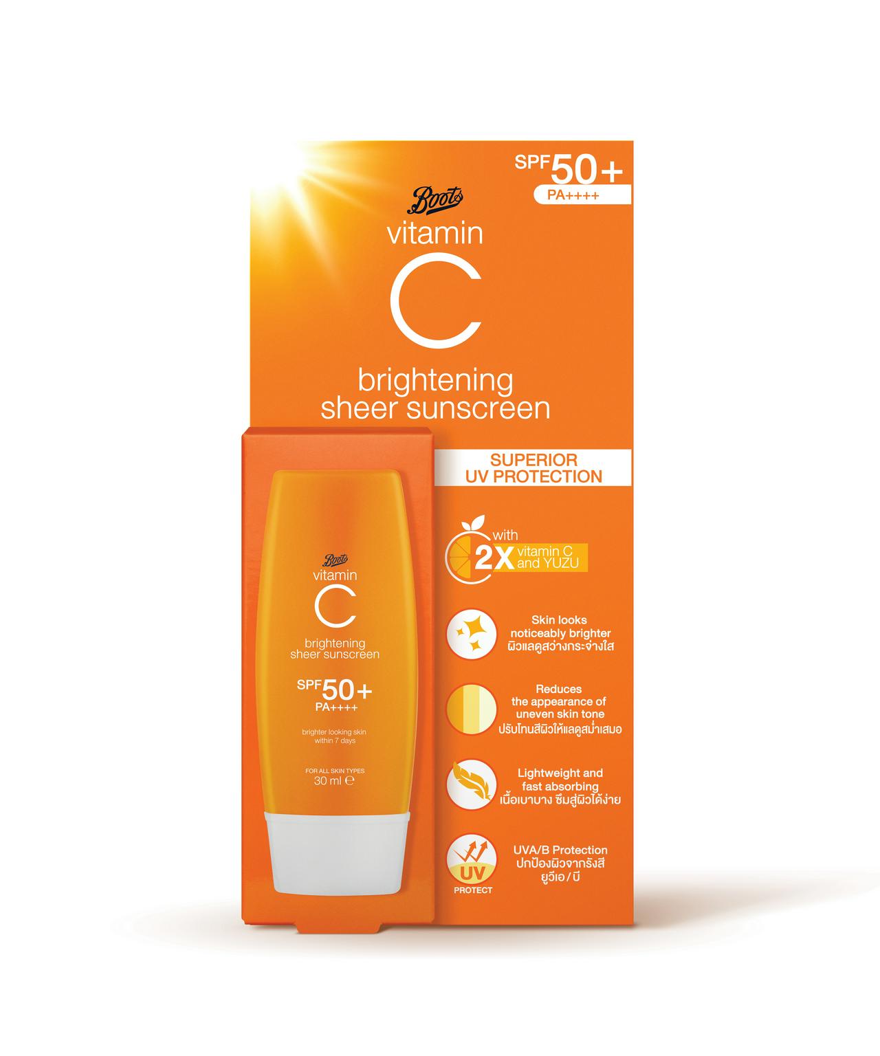 Boots Vitamin C Brightening Sheer Sunscreen SPF 50+ PA++++ 30ml